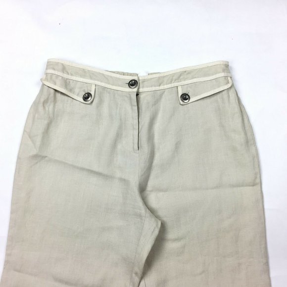 Soft Surroundings Linen Cropped Pants Beige White - Picture 4 of 6